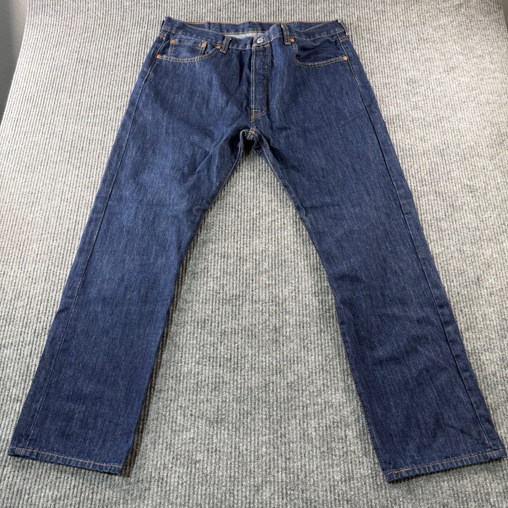Levi's 501 Original Fit Jeans Mens 38x32 Dark Wash Excellent Button Fly Denim